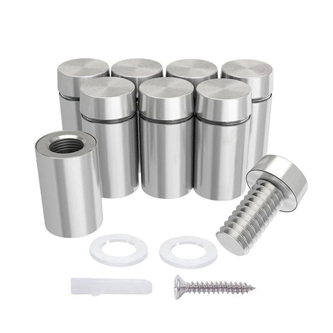 Stainless Steel Standoff Screws Set For Acrylic Signs, 20 Pack, Diameter 0.5 Inch, Length 0.75 Inch, Brushed Nickel Finish