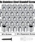 Stainless Steel Standoff Screws 1/2 X 3/4 Inch Set Of 50 For Wall Sign Mounting and screws with expansion anchors