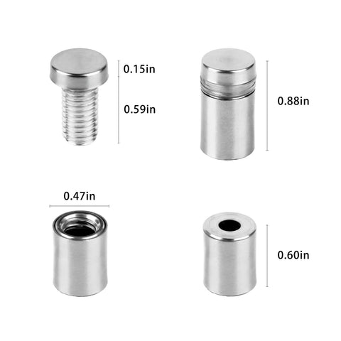 Pro Grade Stainless Steel Standoff Screws For Acrylic Half Inch By Three Quarter Inch Wall Sign Mounting Hardware dimensions