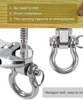 Close-up of Heavy Duty Swing Hangers Stainless Steel 2 Pack 1800 Lb Capacity Indoor Outdoor with hexagon bolt installation