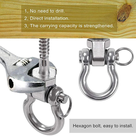 Close-up of Heavy Duty Swing Hangers Stainless Steel 2 Pack 1800 Lb Capacity Indoor Outdoor with hexagon bolt installation