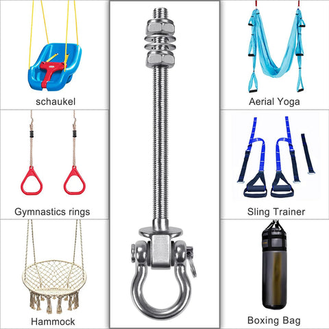 Heavy Duty Swing Hangers With Bearings Set Of 2 Stainless Steel 304 Hardware for wood and metal beams with hammock and yoga swing examples