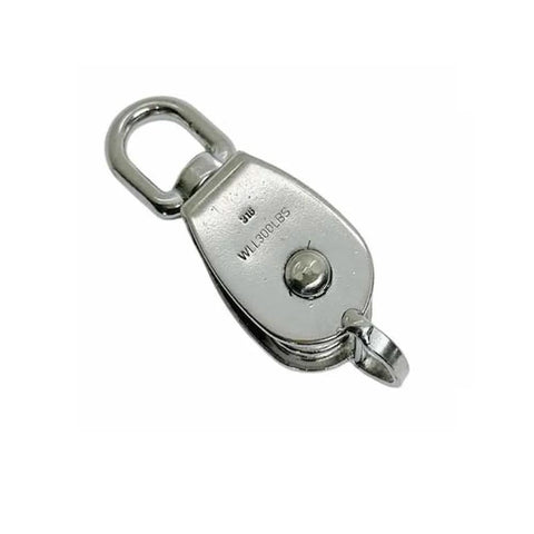 Five Piece 1 Inch Stainless Steel Single Pulley With Swivel Eye For Marine Rigging Lift 316 Stainless Construction Accepts One Quarter Inch Rope
