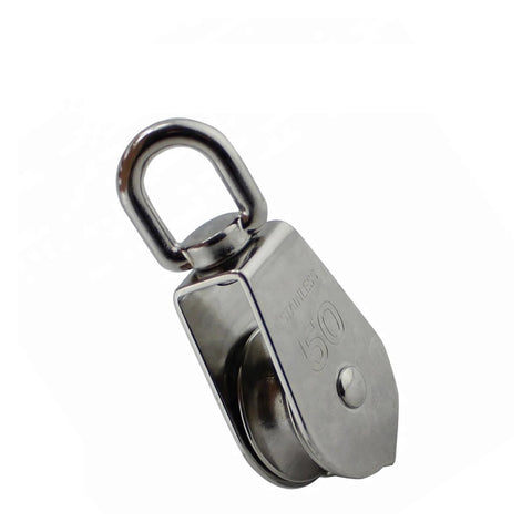 5-Pack Stainless Steel 304 Single Sheave Swivel Eye Rope Pulley 50mm Rigging Hardware Lifting Swivel Pulley