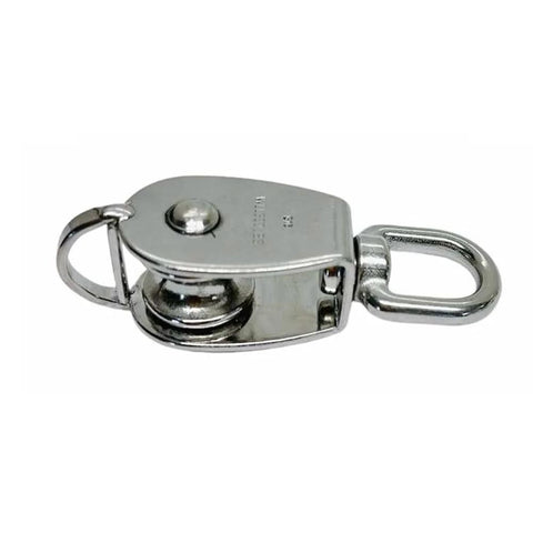 Five Piece 1 Inch Stainless Steel Single Pulley With Swivel Eye For Marine Rigging Lift 316 Stainless Construction visible