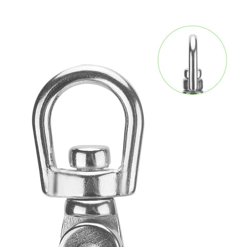 Close-up of 4 Pack 2.67 Inch Trigger Snap Hooks With 360 Degree Swivel Lobster Clasps Stainless Steel 316 Heavy Duty Clips detail