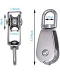 2pcs Stainless Steel M25 Lifting Crane Single Wheel Swivel Snatch Pulley Block 1/4" Rope x 1" Sheave Pulley Roller, 330 lbs Load