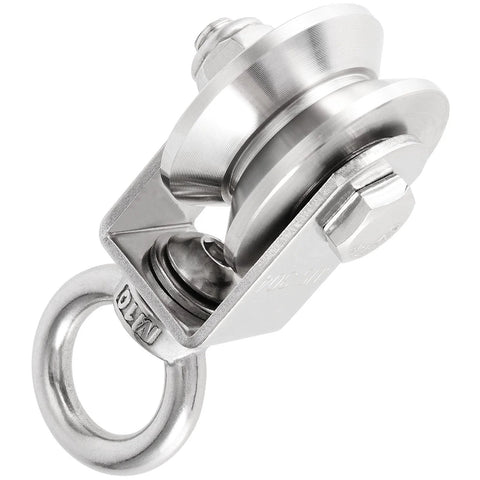 2 Pack V Type Swivel Pulley With 304 Stainless Steel Double Ball Bearing Quiet Detachable 360 Degree Rotation Heavy Duty Wheel