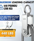 ✝️ U Type Swivel Pulley Block, 304 Stainless Steel Pulleys, 440 lbs capacity, wire rope compatible for lifting and rigging