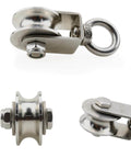 U Type Swivel Pulley 304 Stainless Steel Duplex Bearing Super-Silent Detachable 360 Degree Rotation Heavy Duty Traction Wheel