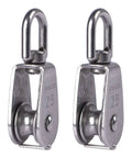 2pcs Stainless Steel M25 Lifting Crane Single Wheel Swivel Snatch Pulley Block 1/4" Rope x 1" Sheave Pulley Roller, 330 lbs Load
