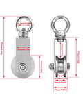 Pulley Wheel U Swivel Roller Stainless Steel Cable Pulley Block 360 Degree Rotating Rope Wheel Smooth Loading Silence