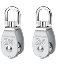 Pulley 304 Stainless Steel Single Pulley Block M25 Small Heavy Duty Swivel Bearing Pulley System for Rigging, Lifting, Cargo