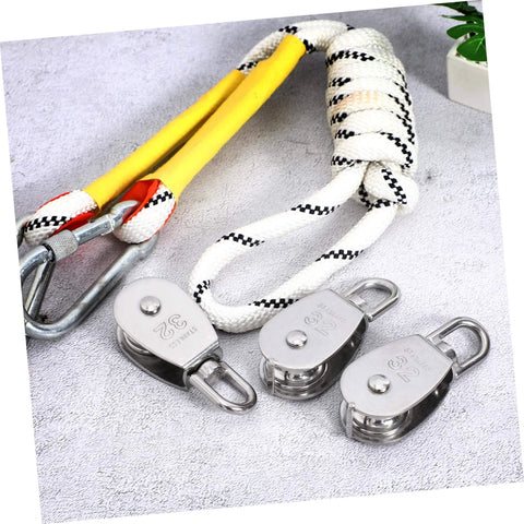 304 Stainless Steel Single Block Pulley 3 Pack Heavy Duty Swivel Pulley for Lifting Rope Pulling and DIY Projects with rope