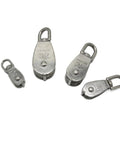 Four stainless steel pulleys of different sizes for Single Swivel Lifting 0.3" Rope Pulley Roller Block Sheave 0.03 Ton(M20 Double).