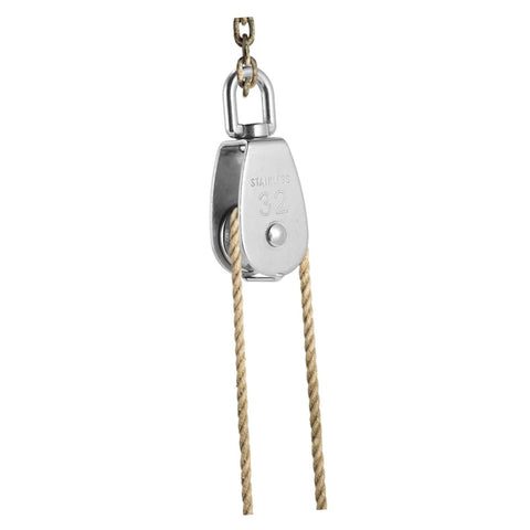 Stainless Steel Pulley Single Block for Fishing Net and Boat Lifting Heavy Duty Swivel Hook for Smooth and Easy Rope Handling
