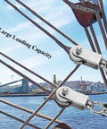Pulley Wheel U Swivel Roller Stainless Steel Cable Pulley Block 360 Degree Rotating Rope Wheel with cityscape background