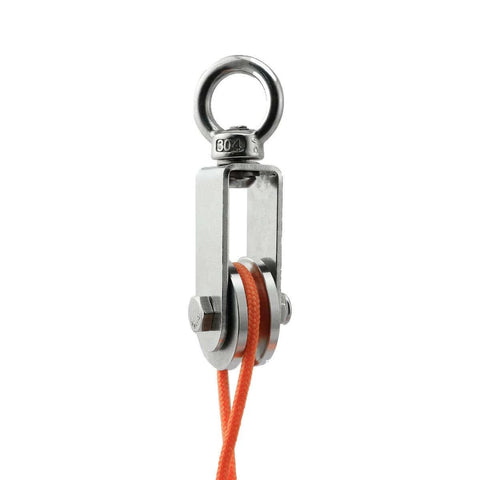 U Type Swivel Pulley 304 Stainless Steel Duplex Bearing Detachable 360 Degree Rotation Heavy Duty Traction Wheel with orange rope for rigging systems