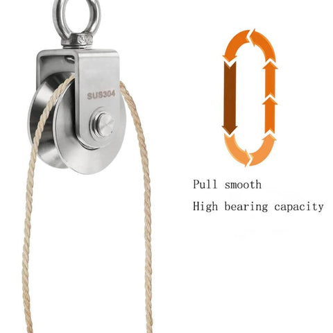 2 Inch U-Type Pulleys for Rope, Stainless Steel M10 Swivel Pulley Block with Bearing, U-Groove Roller Single Pulley Wheel