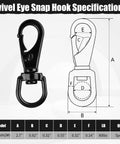 Diagram of Stainless Steel Swivel Eye Snap Hook 2.7 Inch Heavy Duty Clips 5 Pack with dimensions and specifications.