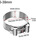 Stainless Steel T Bolt Tube Clamps Heavy Duty Hose Clip For Water Line Connections Premium Corrosion Resistant Clamp 36-39mm