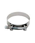 Stainless Steel T Bolt Clamp 3.62 to 3.94 Inches 92 to 100 Mm With Self Locking Nut For Vibration Resistant Secure Clamping Of Pipes Hoses And Couplers In Automotive And Industrial Projects Mishimoto T Bolt Clamp showing side view