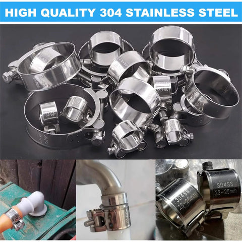5 Pack 20 To 22 Mm T Bolt Hose Clamps Stainless Steel 304 Intercooler Pipe Tube Clamps Turbo Pipe Clamps in use and close-up