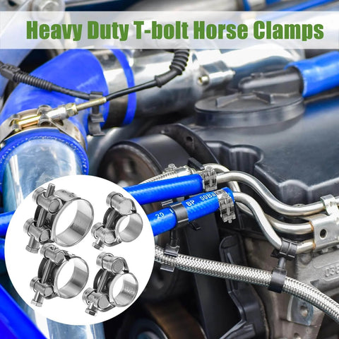 Stainless Steel T Bolt Hose Clamps Set Of 14 In Seven Sizes Ranging From 17 To 39 Mm Heavy Duty Turbo Intake Intercooler Pipe And Radiator Hose