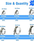 12 Piece Peromi T Bolt Radiator Hose Clamp Set Heavy Duty Stainless Steel Clamps In Six Sizes From Three Quarter Inch To Two Inch
