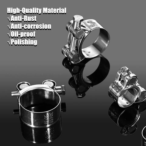 Stainless Steel T Bolt Hose Clamps Set Of 14 In Seven Sizes Ranging From 17 To 39 Mm Heavy Duty Turbo Intake Intercooler Pipe