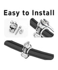 4Pcs T Bolt Hose Clamps 304 Stainless Steel Adjustable Heavy Duty Pipe Strap Clamps shown installed on a pipe