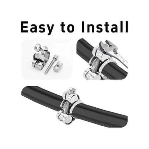 4Pcs T Bolt Hose Clamps 304 Stainless Steel Adjustable Heavy Duty Pipe Strap Clamps shown installed on a pipe