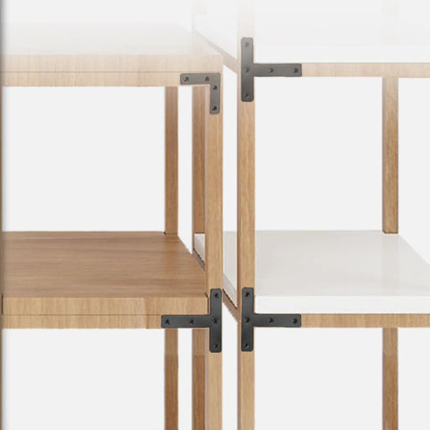 Wooden shelves joined with 20 Pack Stainless Steel T Flat Shape Corner Brackets 80x80mm Mending Plates For Wood Furniture Fixing