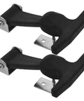 T-handle draw latch set, 2 pcs; black handles with silver mounting plates.