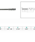 Diagram and specs for Stainless Steel T316 Marine 1/4-20 Set Screw Threaded Stud for 1/8 Inch Cable, displaying dimensions and measurements.