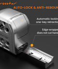 Close-up of a 25 Foot Magnetic Self Locking Stainless Steel Tape Measure With Dual Sided Imperial And Metric Scales Waterproof