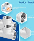 Stainless Steel Tee Pipe Fittings 2 Pack 1 Inch By 1 Inch By 1 Inch Female Thread 3 Way Tube Fittings with temperature resistance details
