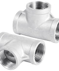 Stainless Steel Tee Pipe Fittings 2 Pack 1 Inch By 1 Inch By 1 Inch Female Thread 3 Way Tube Fittings T Shaped Connector