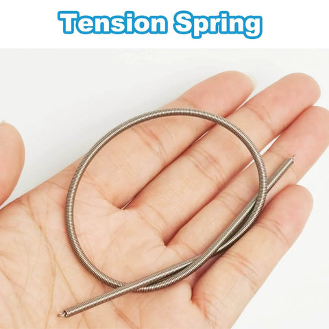 Heavy Duty Stainless Steel Dual Hook Tension Spring With 0.02 Inch Wire Diameter, 0.12 Inch Outer Diameter, held in a hand