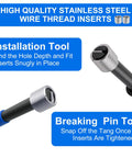 30 Piece SAE Thread Repair Insert Kit For Damaged Threads 1/4-20 Inch Helicoil Set Installation and Breaking Pin Tool