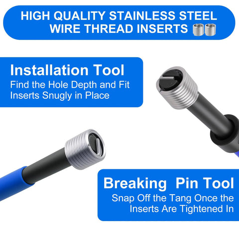 30 Piece SAE Thread Repair Insert Kit For Damaged Threads 1/4-20 Inch Helicoil Set Installation and Breaking Pin Tool