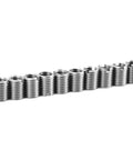 Stainless Steel Thread Repair Tool Kit With 10 Insert Nuts M8 X 1.25 Female Threads And M10 X 1.25 Male Threads displayed in a row
