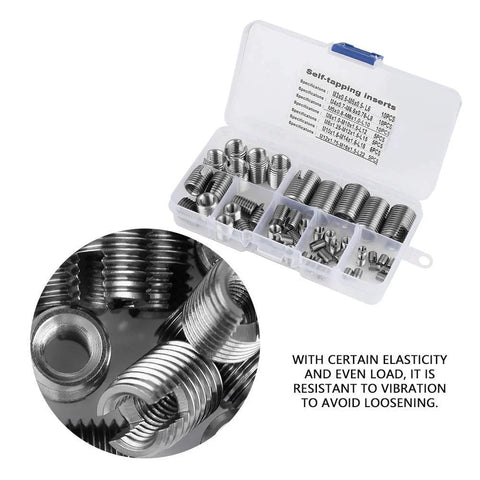 Stainless Steel Inner Thread Self Tapping Thread Inserts Set With Storage Case 50Pcs M3 M4 M5 M6 M8 M10 Self Tapping Inserts