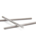 Durable 304 stainless steel fully threaded rod, 3/8-16 thread, 12 inches long, two-pack displayed crosswise on white background.