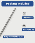 Four Pcs M6 255mm Fully Threaded Stainless Steel Rods With Nuts Right Hand Threads 304 Grade Rust Resistant 10 Inch Long High Strength Rods