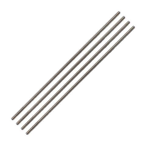 Stainless steel 1/4-28 threaded rods, 12 inches long, in a four-pack provide corrosion resistance and secure connections for frames, mounting components.
