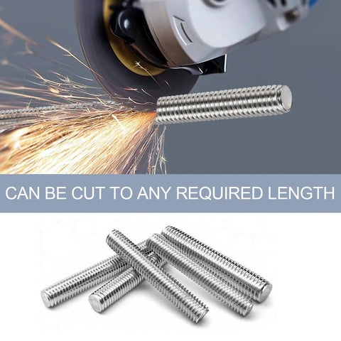 Two Pack M8 X 300mm Fully Threaded Stainless Steel Rods 304 Grade Cuttable Right Hand Threads 1.25mm Pitch Ideal For Anchor Bolts Clamps And DIY Projects Indoor Outdoor Corrosion Resistant Rods For Strong Mounts with sparks from cutting tool