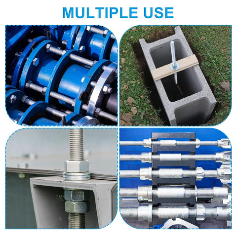 Durable 304 stainless steel 1/4-20 UNC fully threaded rods shown in various construction applications for anchoring.