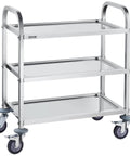 Stainless Steel Lab Cart With Three Shelves 400 Pounds Capacity Locking Wheels Medical Utility Cart For Lab Clinic Kitchen Salon Durable And Easy To Clean Corrosion Resistant Mobile Storage Trolley