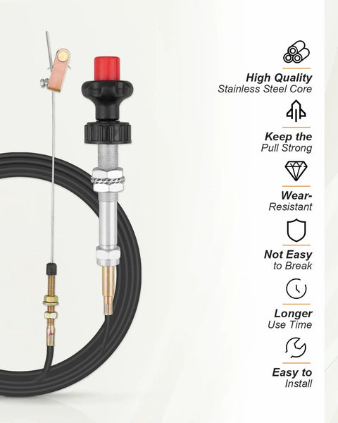 Heavy Duty Vernier Locking Throttle Cable Delivers Precise Throttle Control And Secure Locking For PTO And Dump Systems, with durable materials and features.